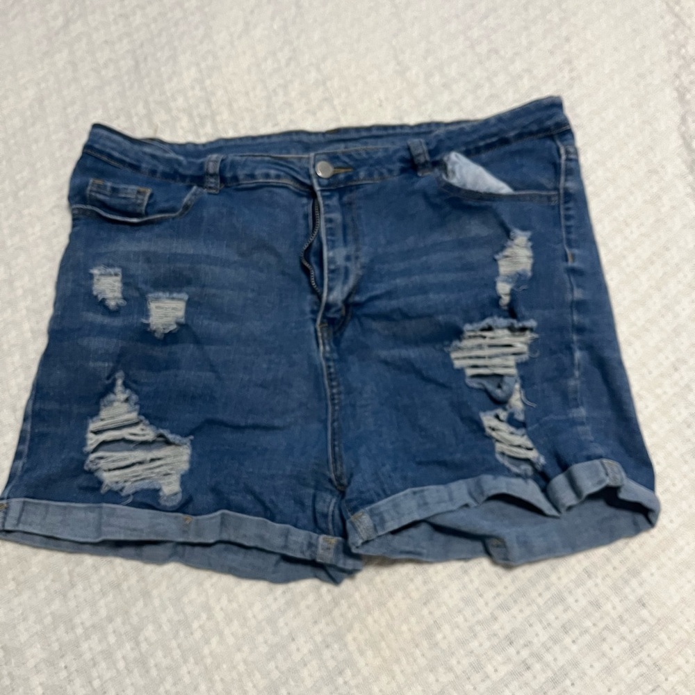 Vintage Blue Distressed Jean Shorts